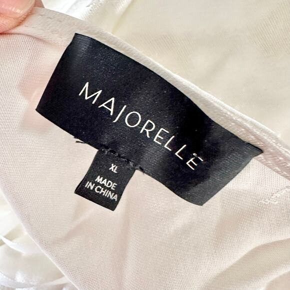 Majorelle Ivory White Averie Floral Jacquard Satin Midi Slip Drape Neck Dress XL - Picture 5 of 12